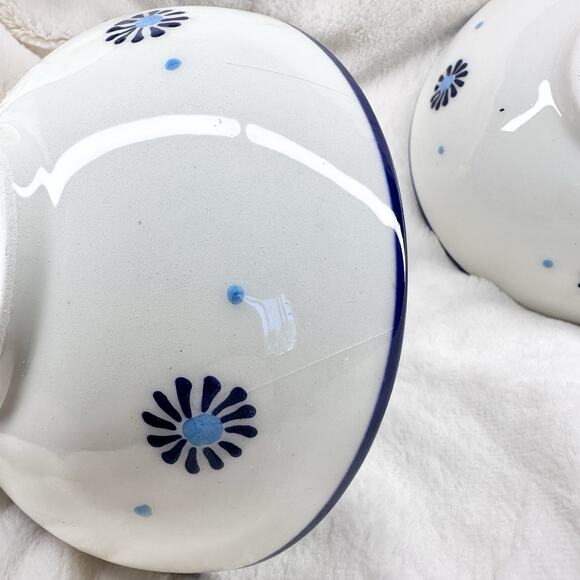 Vintage Turkish Grand Bazaar Ceramic Bowl Hand Painted Blue Floral Design - Picture 5 of 7